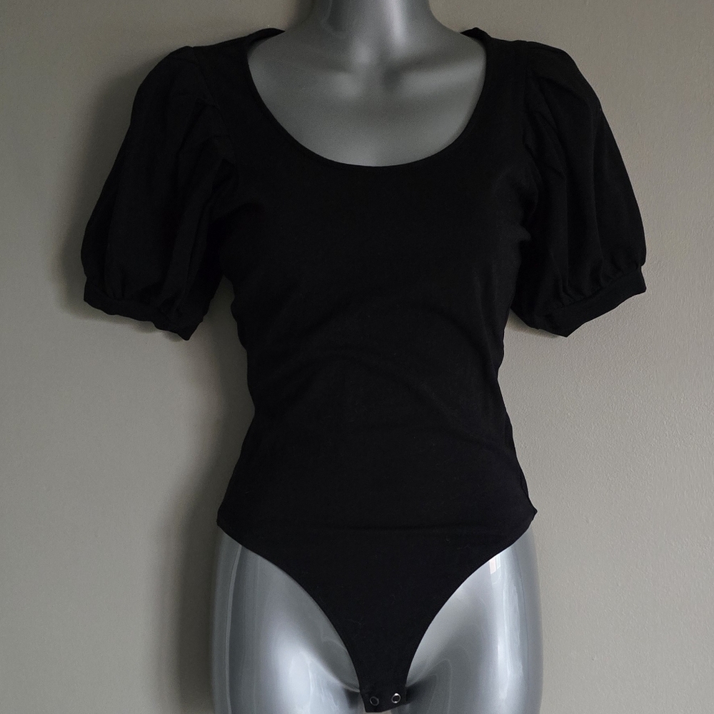 Express Black Puff Sleeve Bodysuit Size Small